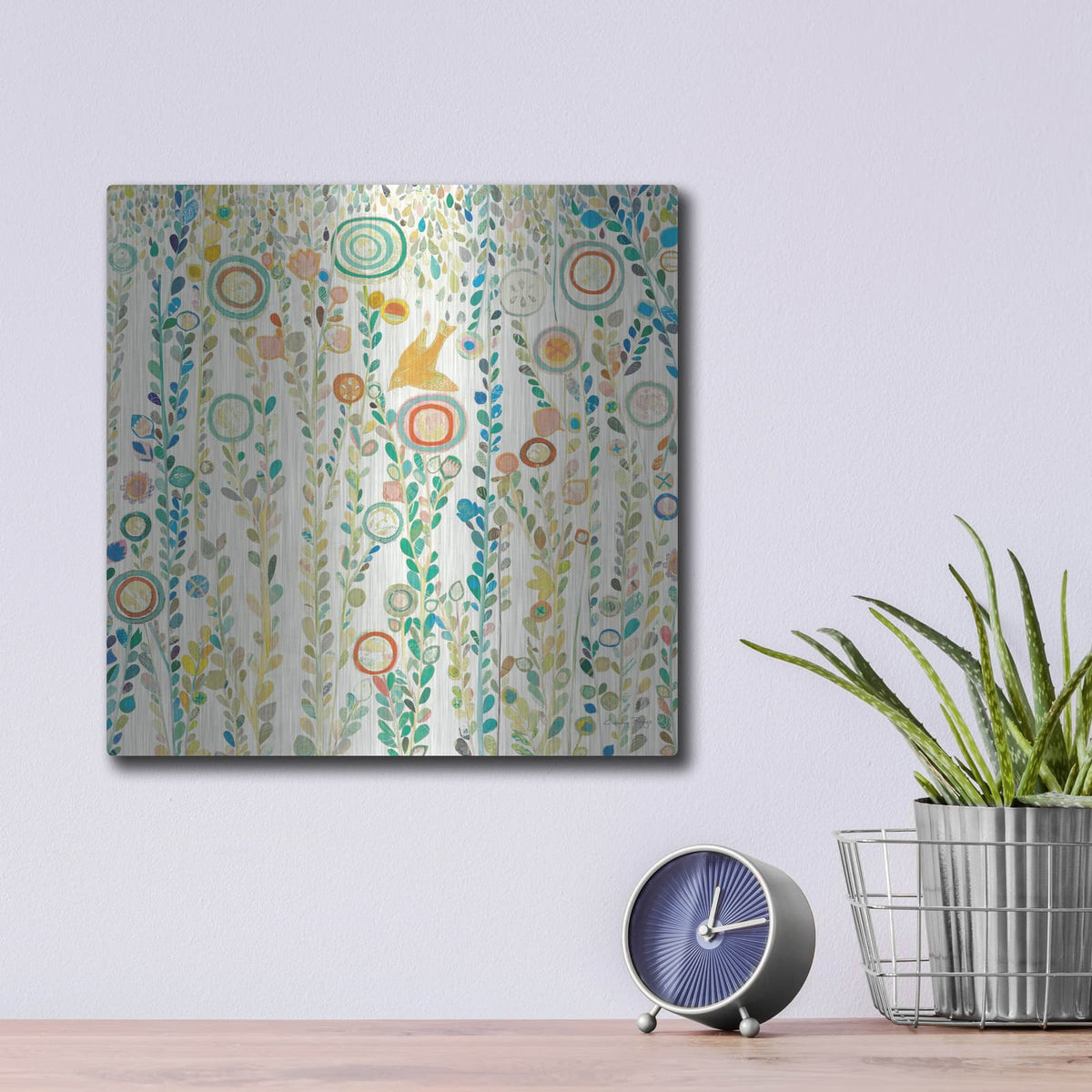 'Under The Rain White' by Candra Boggs – Metal Wall Art, 12x12 room view