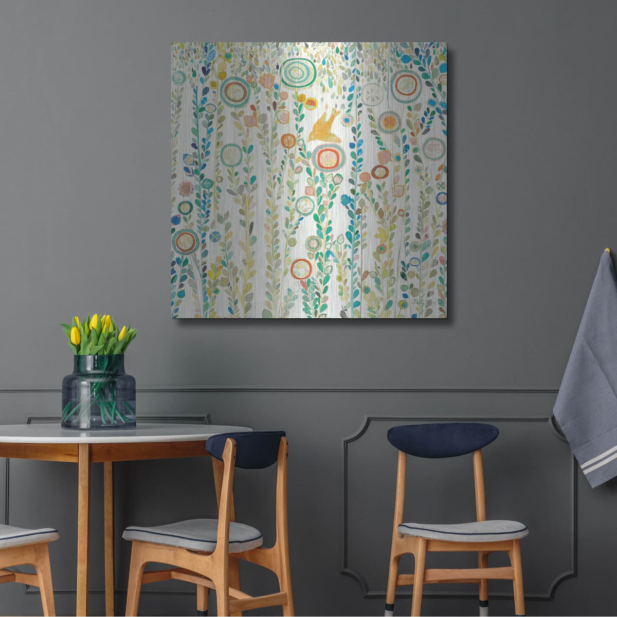 'Under The Rain White' by Candra Boggs – Metal Wall Art, 36x36 room view