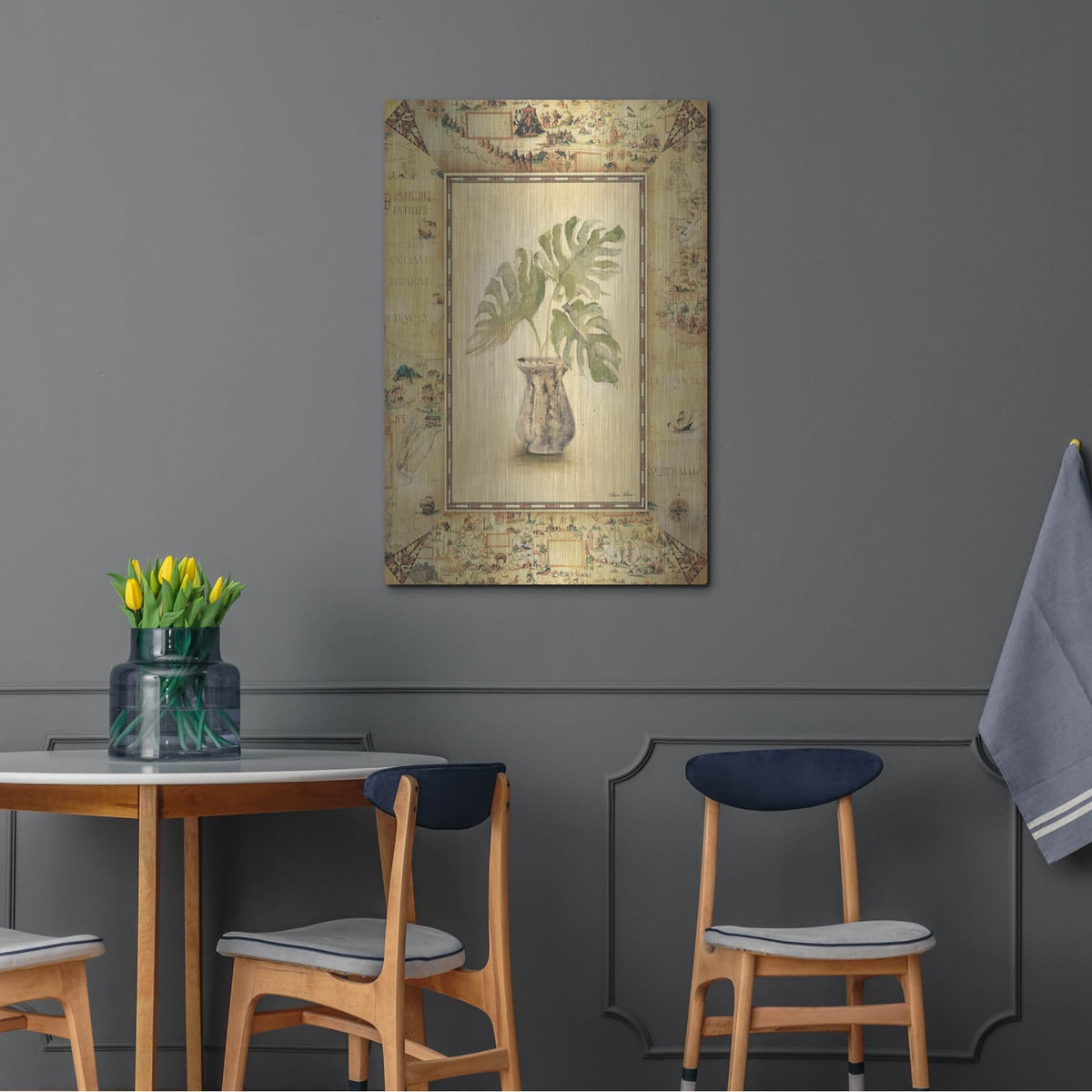 'Antique Map Palm 1' by Cheri Blum – Metal Wall Art, 24x36 room view