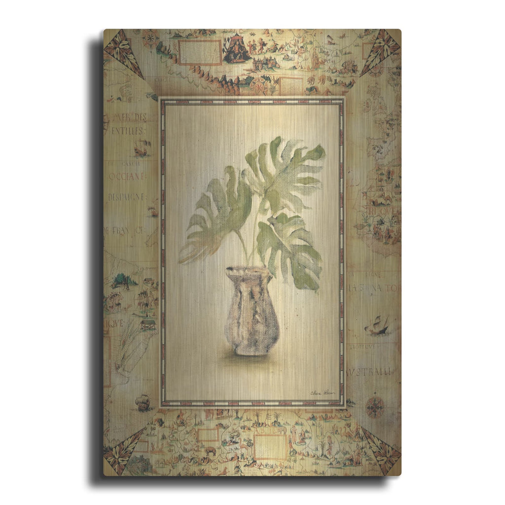 'Antique Map Palm 1' by Cheri Blum – Metal Wall Art