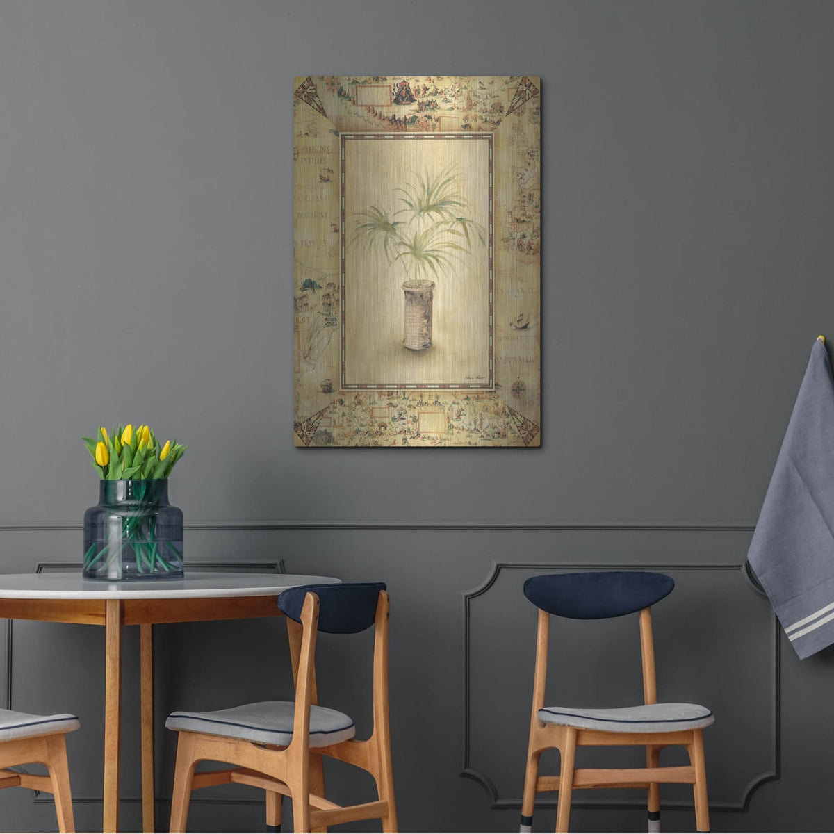 'Antique Map Palm 2' by Cheri Blum – Metal Wall Art, 24x36 room view