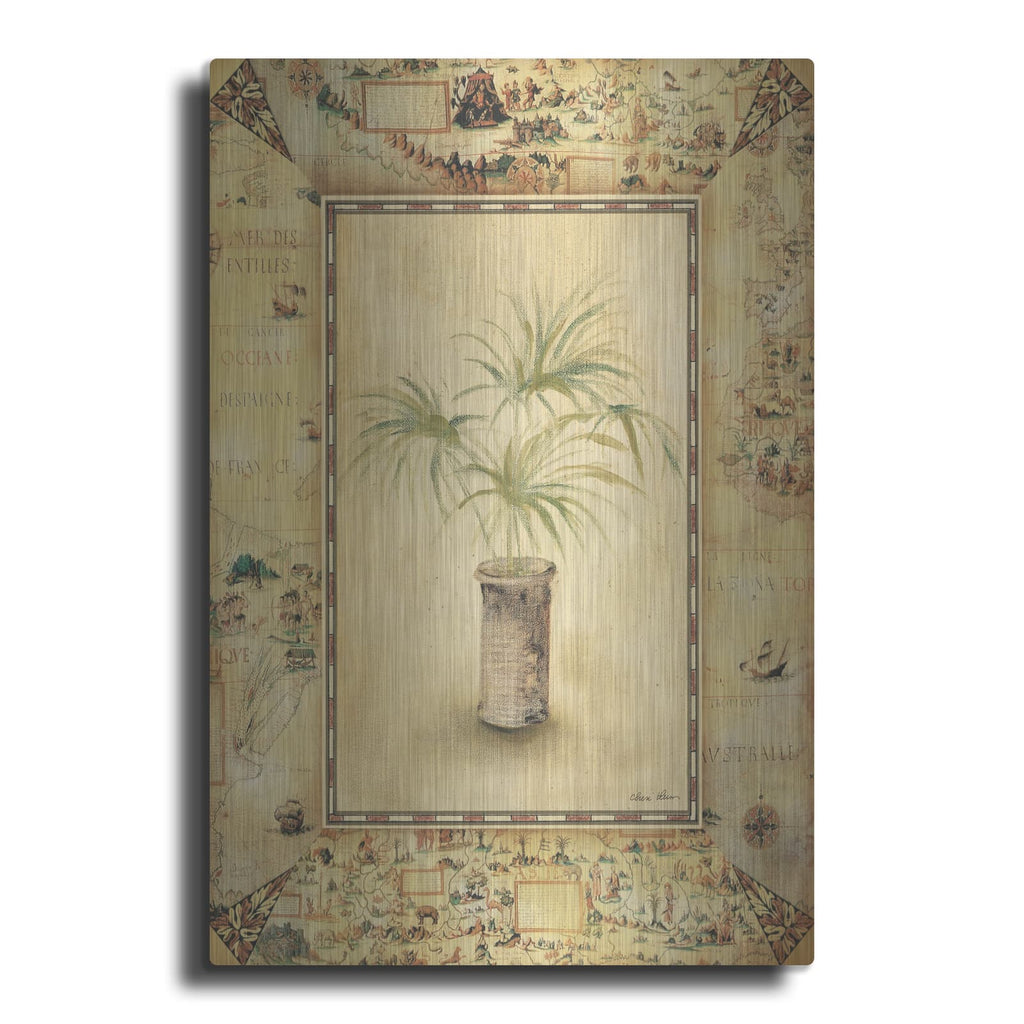 'Antique Map Palm 2' by Cheri Blum – Metal Wall Art