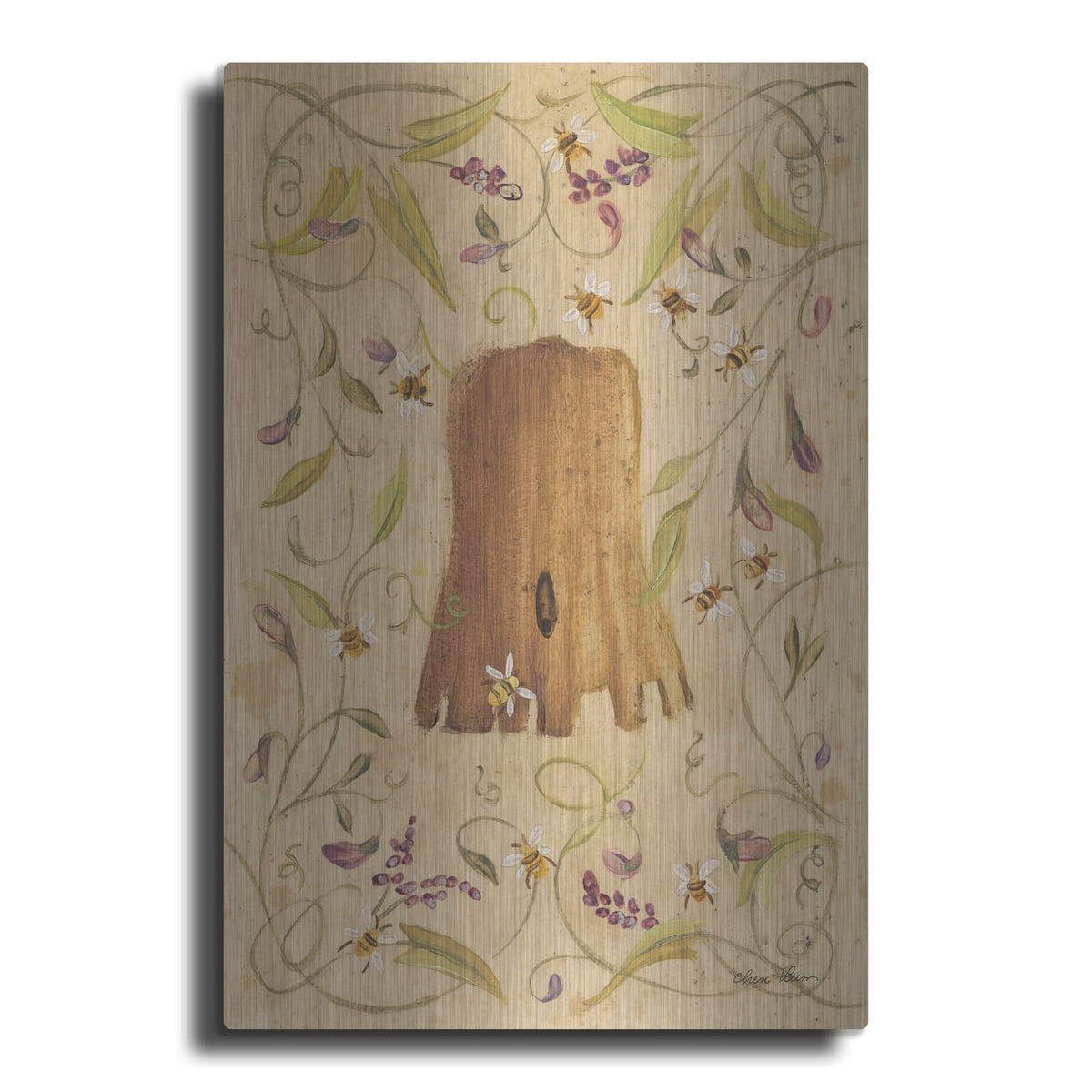 'Bee Skep And Flowers 2' by Cheri Blum – Metal Wall Art