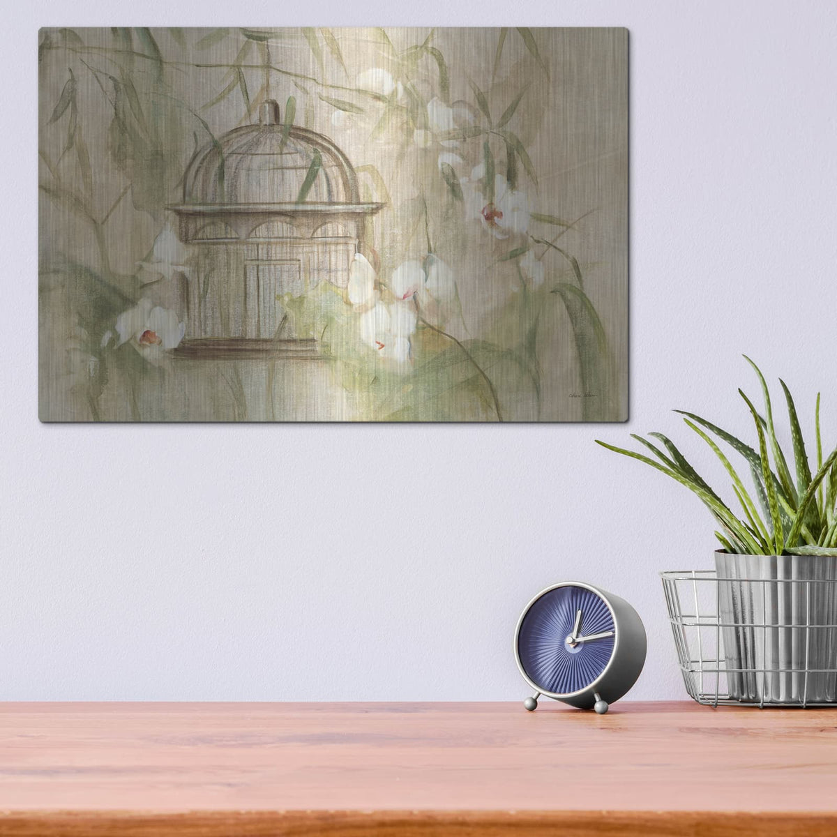 'Birdcage Bamboo' by Cheri Blum – Metal Wall Art, 16x12 room view