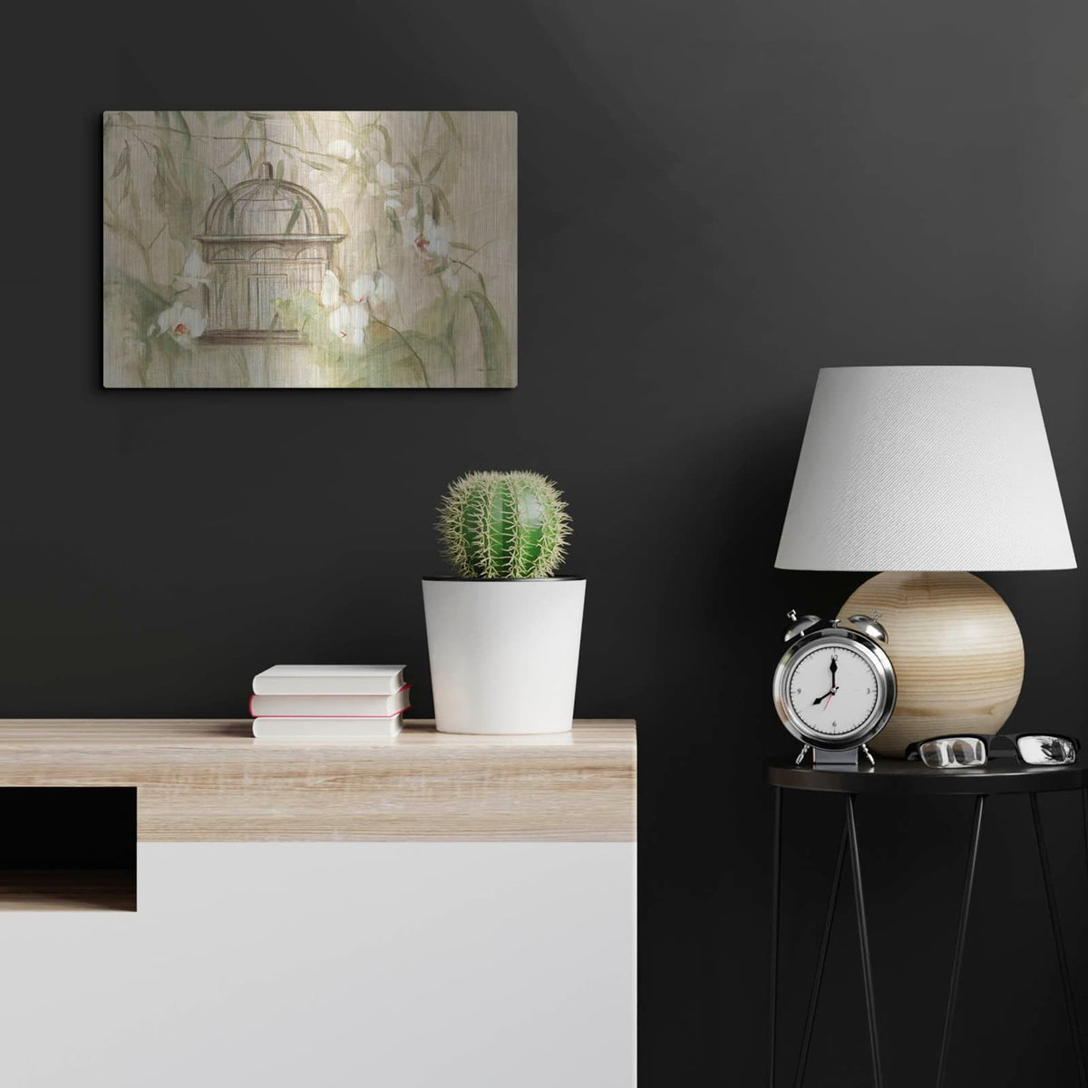 'Birdcage Bamboo' by Cheri Blum – Metal Wall Art, 24x16 room view