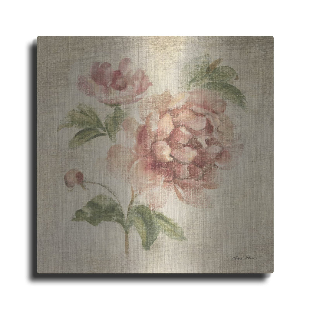 'Coral Rose On Antique Linen Light' by Cheri Blum – Metal Wall Art
