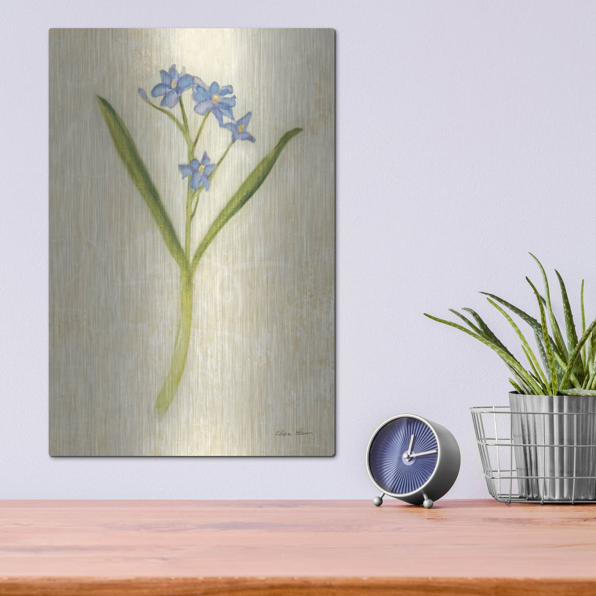 'Forget Me Not Stem' by Cheri Blum – Metal Wall Art, 12x16 room view