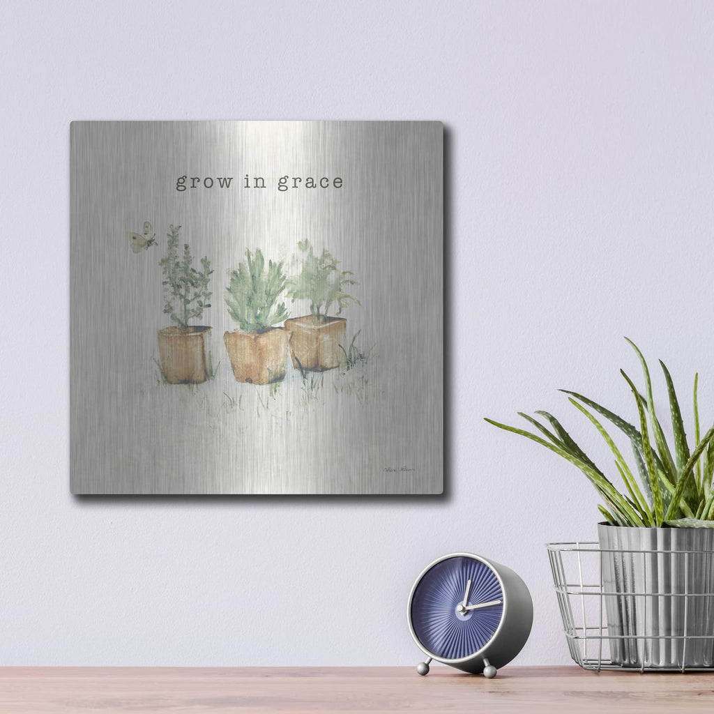 'Garden Plants Grace' by Cheri Blum – Metal Wall Art, 12x12 room view