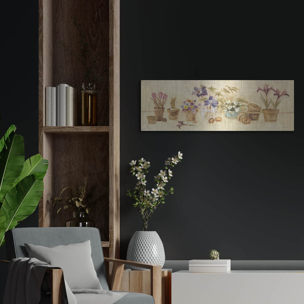 'Gardeners Shelf' by Cheri Blum – Metal Wall Art, 36x12 room view