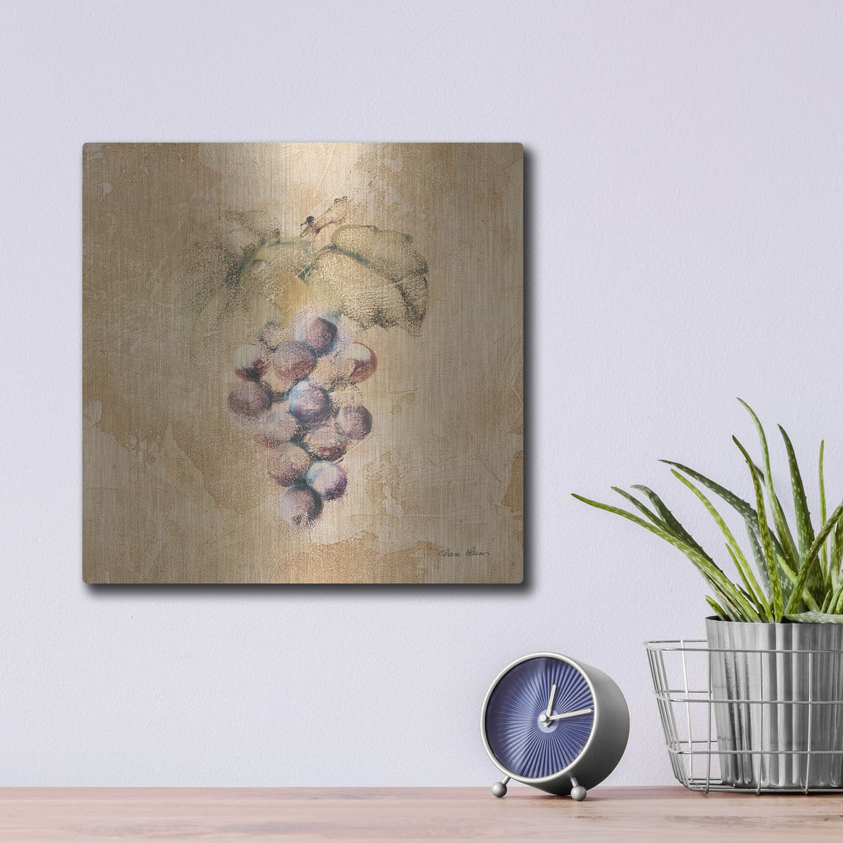 'Grapes Square' by Cheri Blum – Metal Wall Art, 12x12 room view