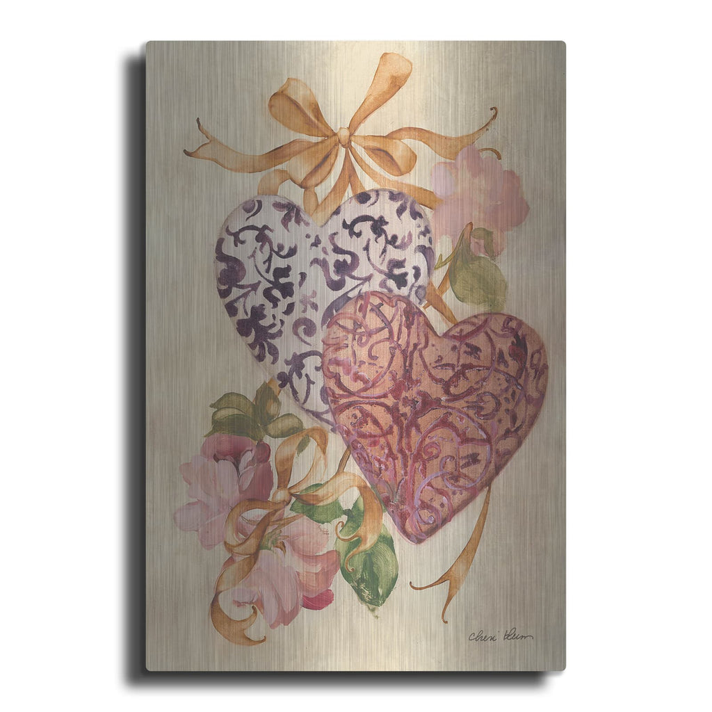 'Hearts And Ribbons 1' by Cheri Blum – Metal Wall Art