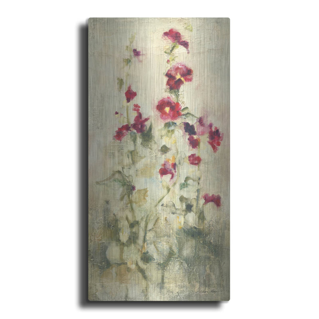 'Hollyhocks Panel 1' by Cheri Blum – Metal Wall Art