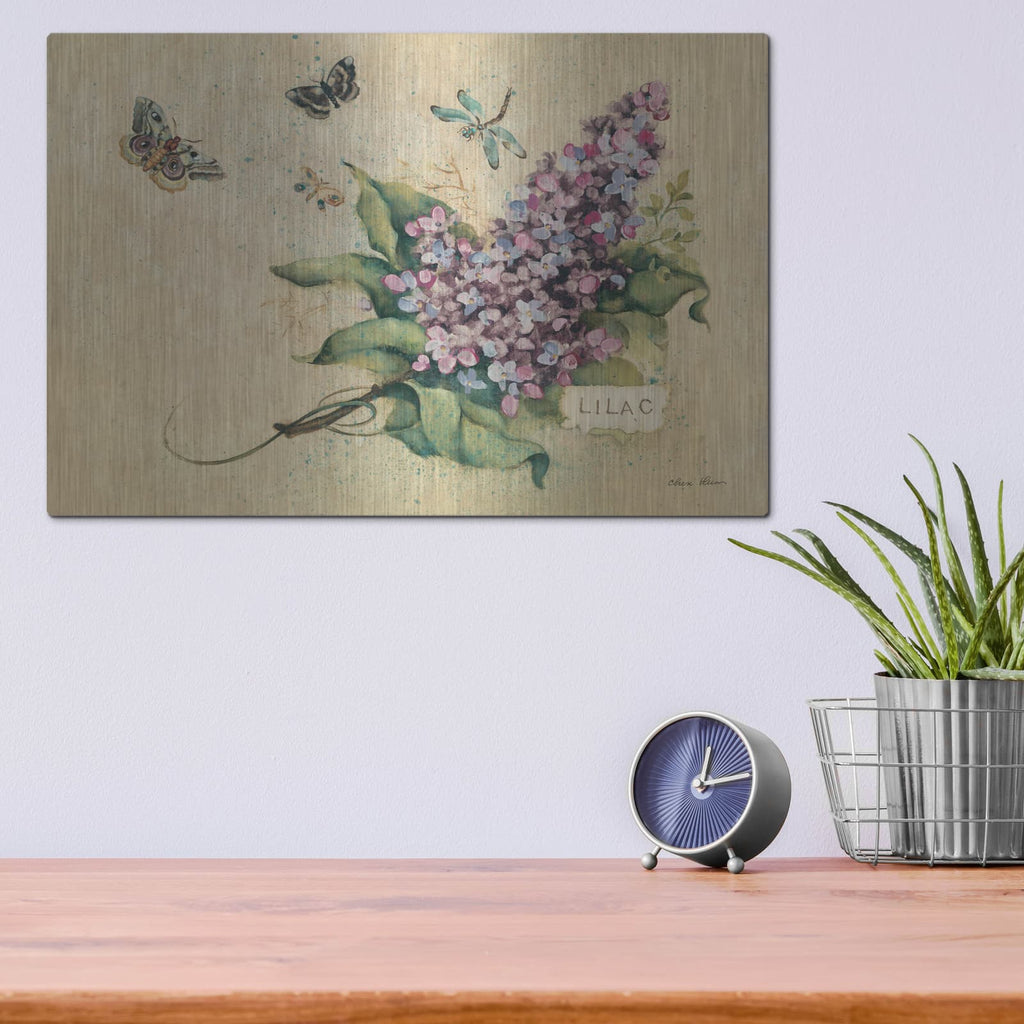 'Lilacs And Butterflies' by Cheri Blum – Metal Wall Art, 16x12 room view