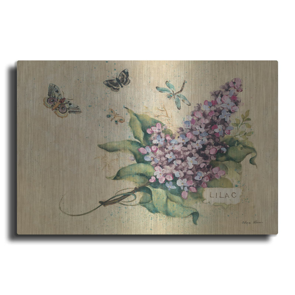 'Lilacs And Butterflies' by Cheri Blum – Metal Wall Art