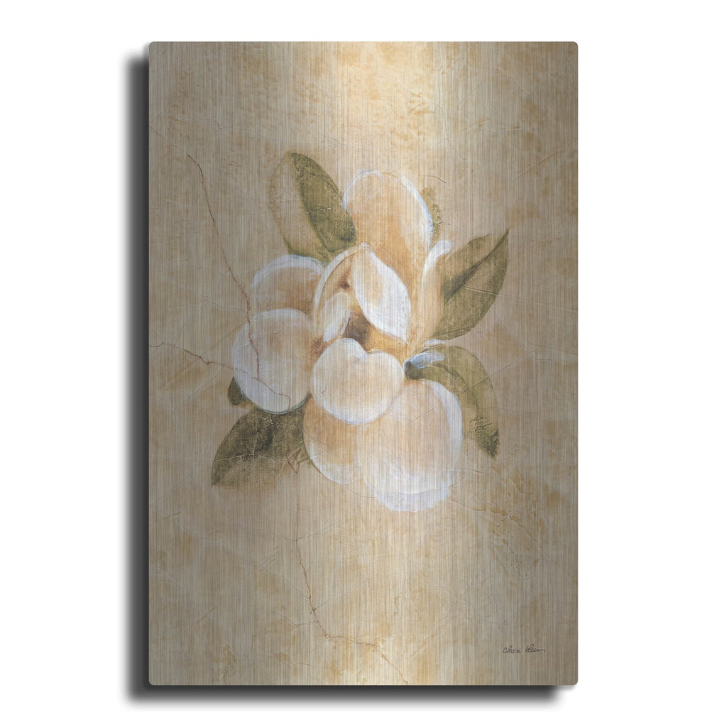 'Magnolia On Cracked Linen' by Cheri Blum – Metal Wall Art