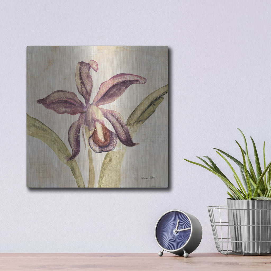 'Orchid 4' by Cheri Blum – Metal Wall Art, 12x12 room view