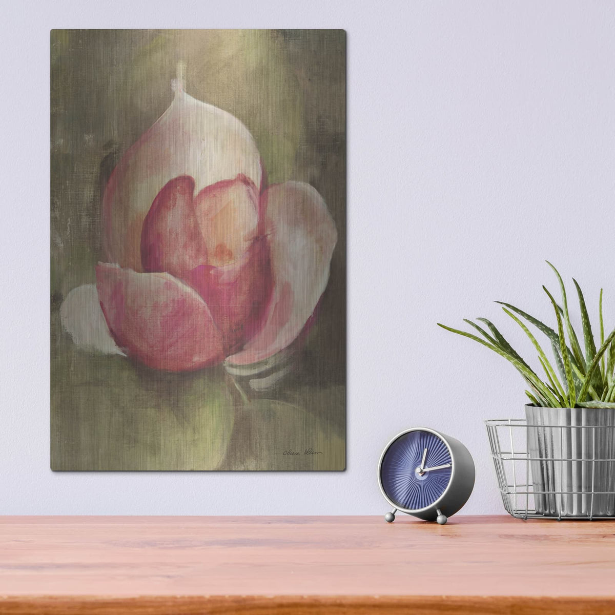 'Pink Blossom' by Cheri Blum – Metal Wall Art, 12x16 room view