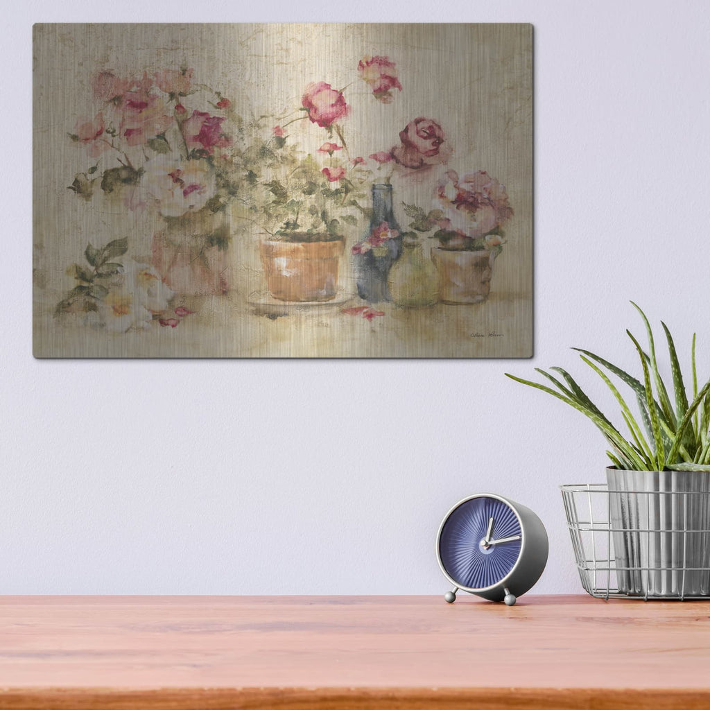 'Potted Roses 1' by Cheri Blum – Metal Wall Art, 16x12 room view