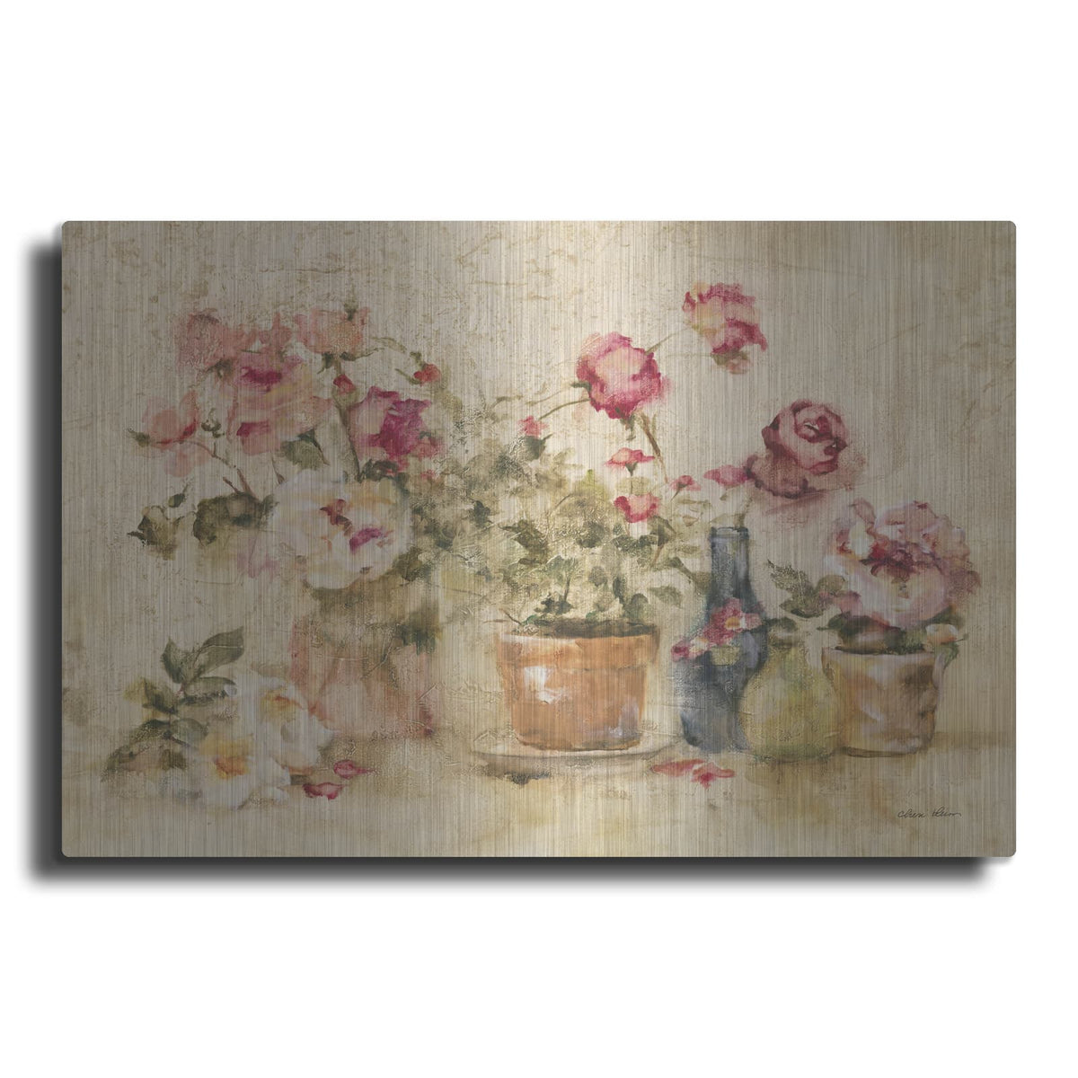 'Potted Roses 1' by Cheri Blum – Metal Wall Art