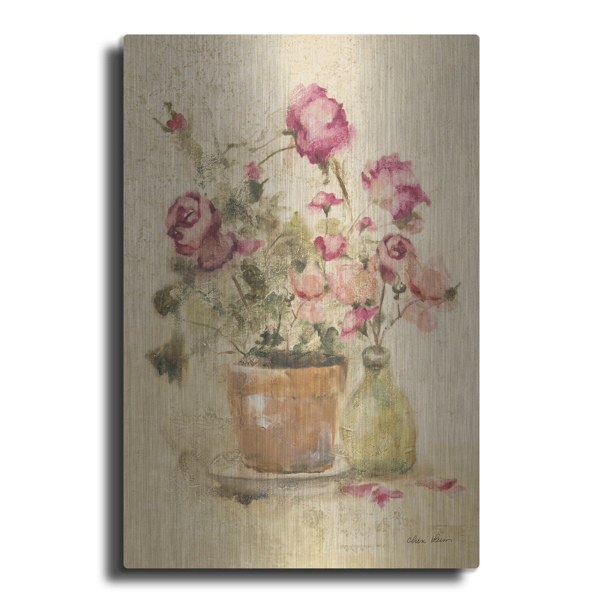 'Potted Roses 6' by Cheri Blum – Metal Wall Art