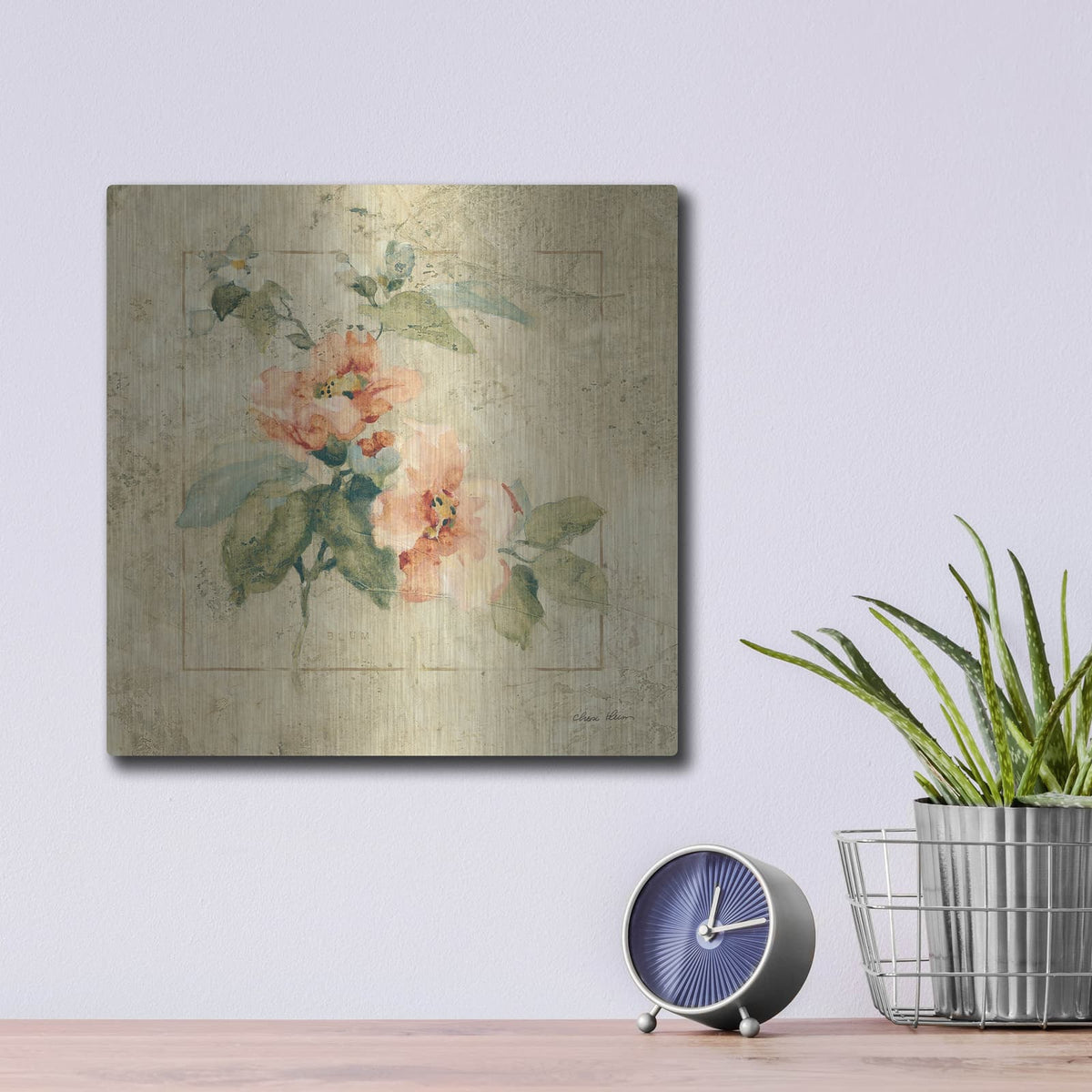 'Provence Rose 1' by Cheri Blum – Metal Wall Art, 12x12 room view