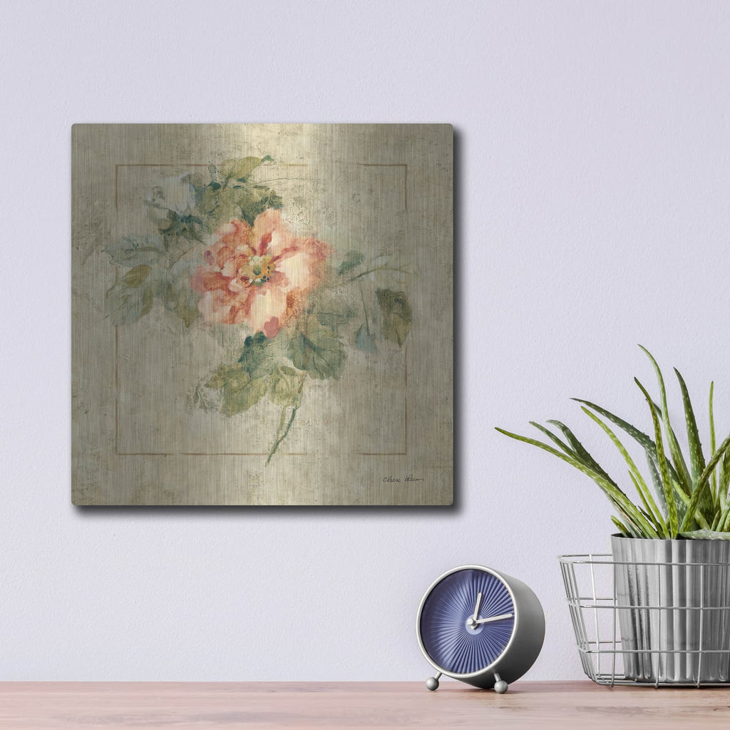 'Provence Rose 2' by Cheri Blum – Metal Wall Art, 12x12 room view