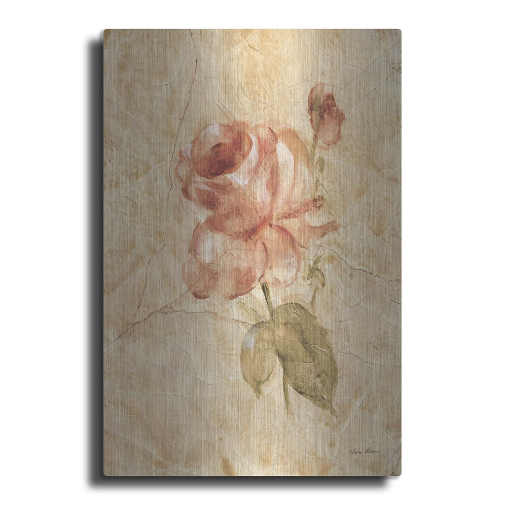 'Rose On Cracked Linen' by Cheri Blum – Metal Wall Art