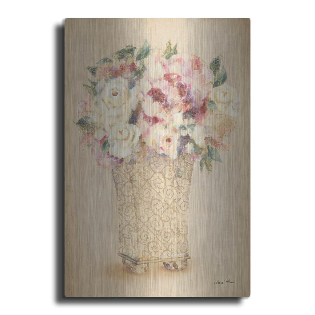'Roses In Painted Vase 2' by Cheri Blum – Metal Wall Art