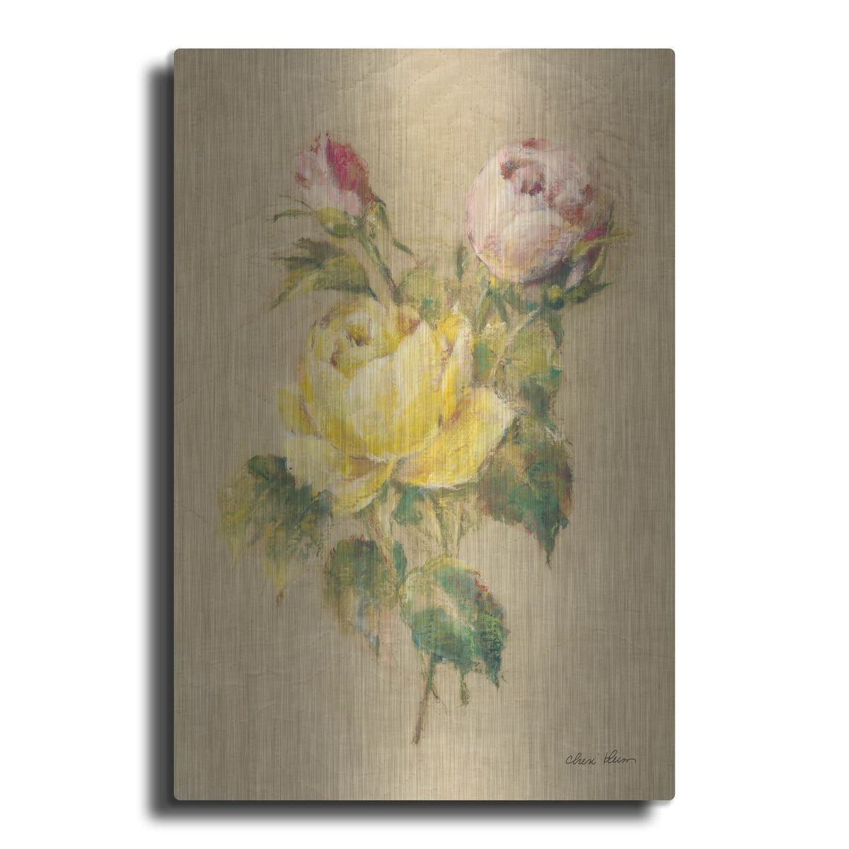 'Roses On Quilt 2' by Cheri Blum – Metal Wall Art