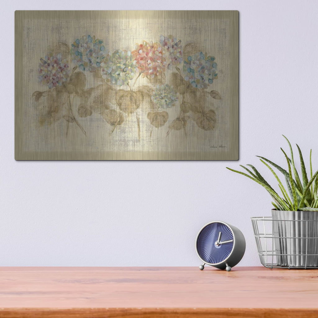 'Row Of Hydrangea' by Cheri Blum – Metal Wall Art, 16x12 room view