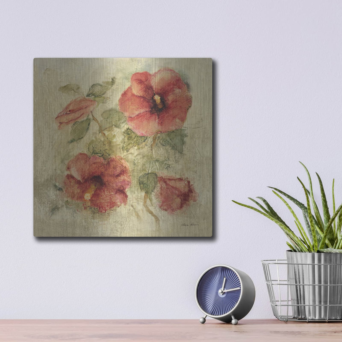 'Soft Hibiscus 1' by Cheri Blum – Metal Wall Art, 12x12 room view