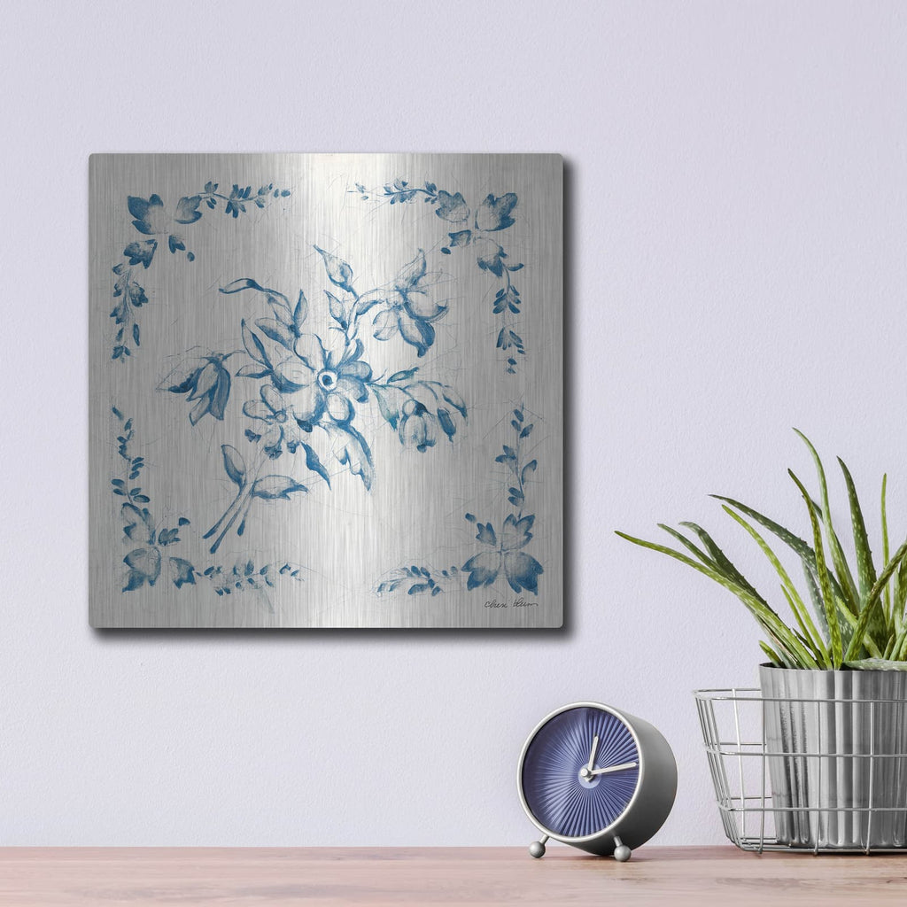 'Swedish Tile 3 Blue' by Cheri Blum – Metal Wall Art, 12x12 room view