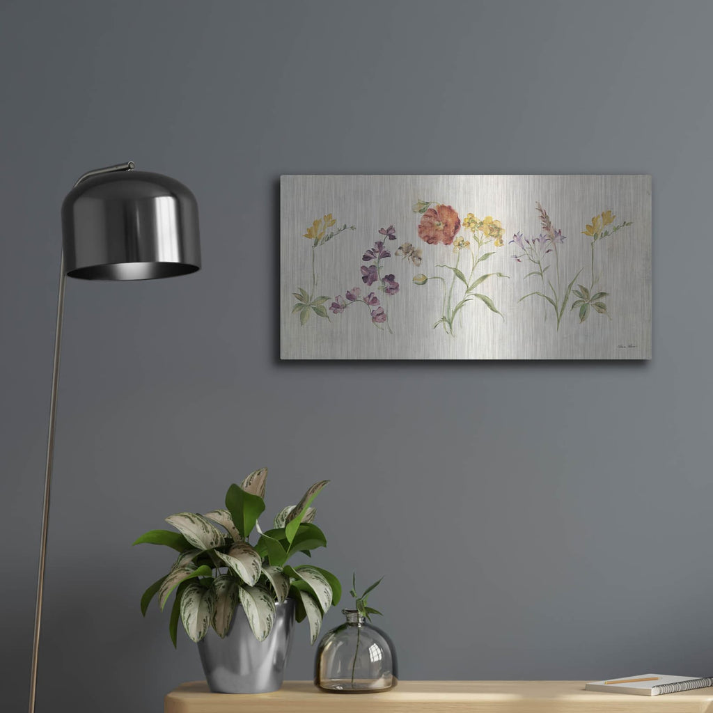 'Wall Of Wildflowers' by Cheri Blum – Metal Wall Art, 24x12 room view