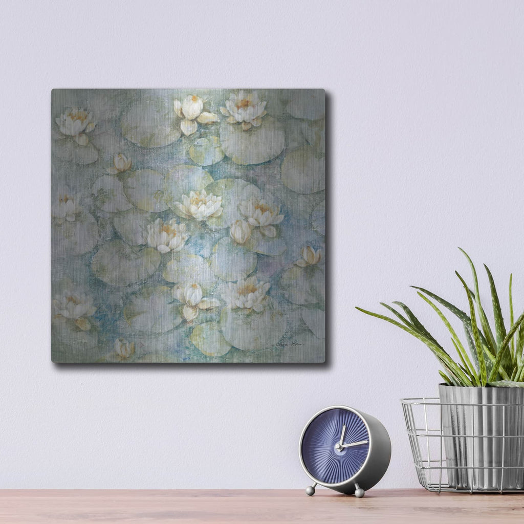 'Water Lilies' by Cheri Blum – Metal Wall Art, 12x12 room view