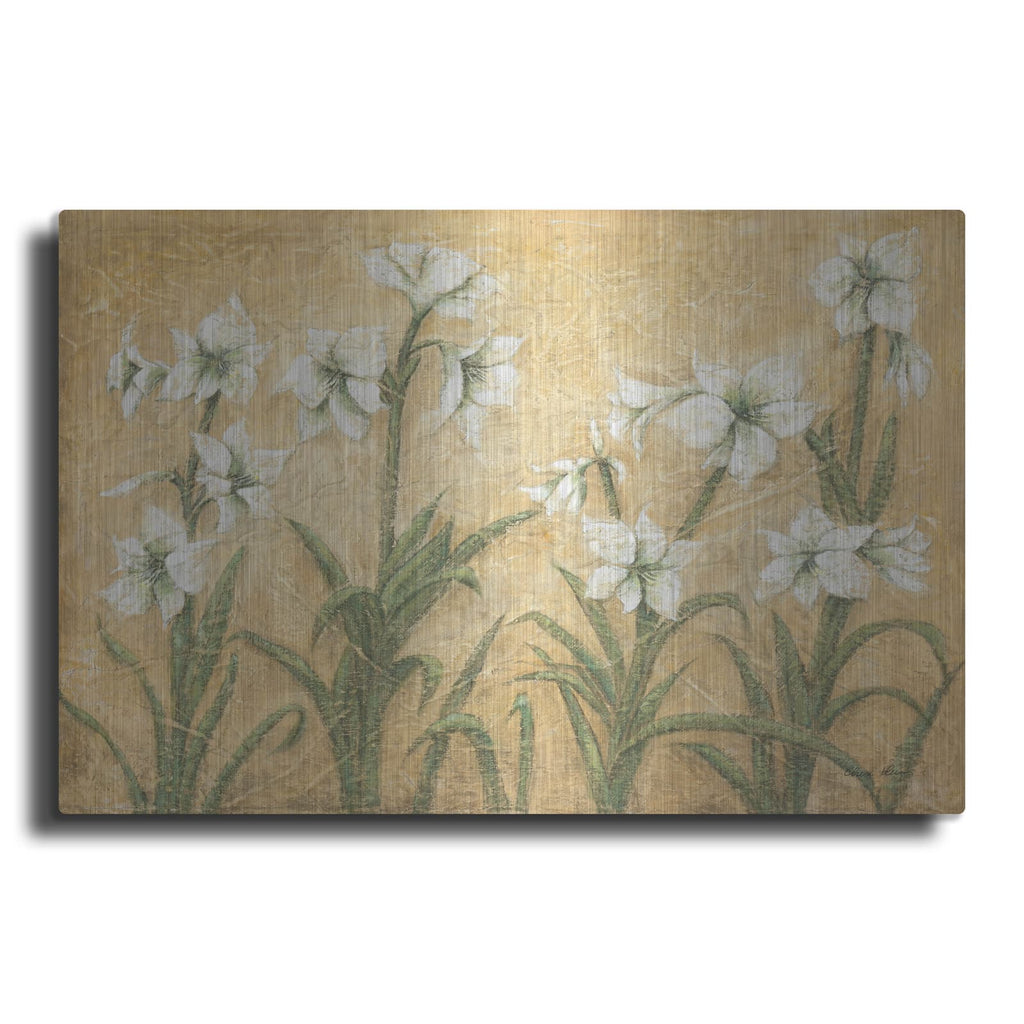 'White Amaryllis Garden' by Cheri Blum – Metal Wall Art