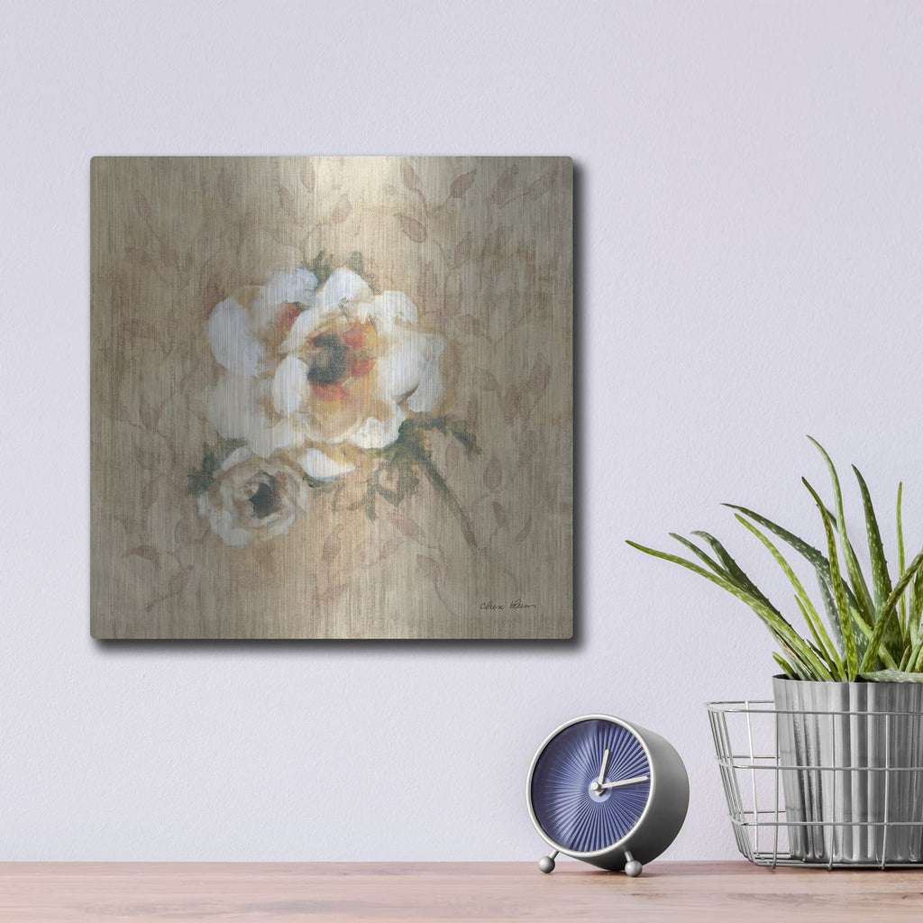 'White Floral 4' by Cheri Blum – Metal Wall Art, 12x12 room view
