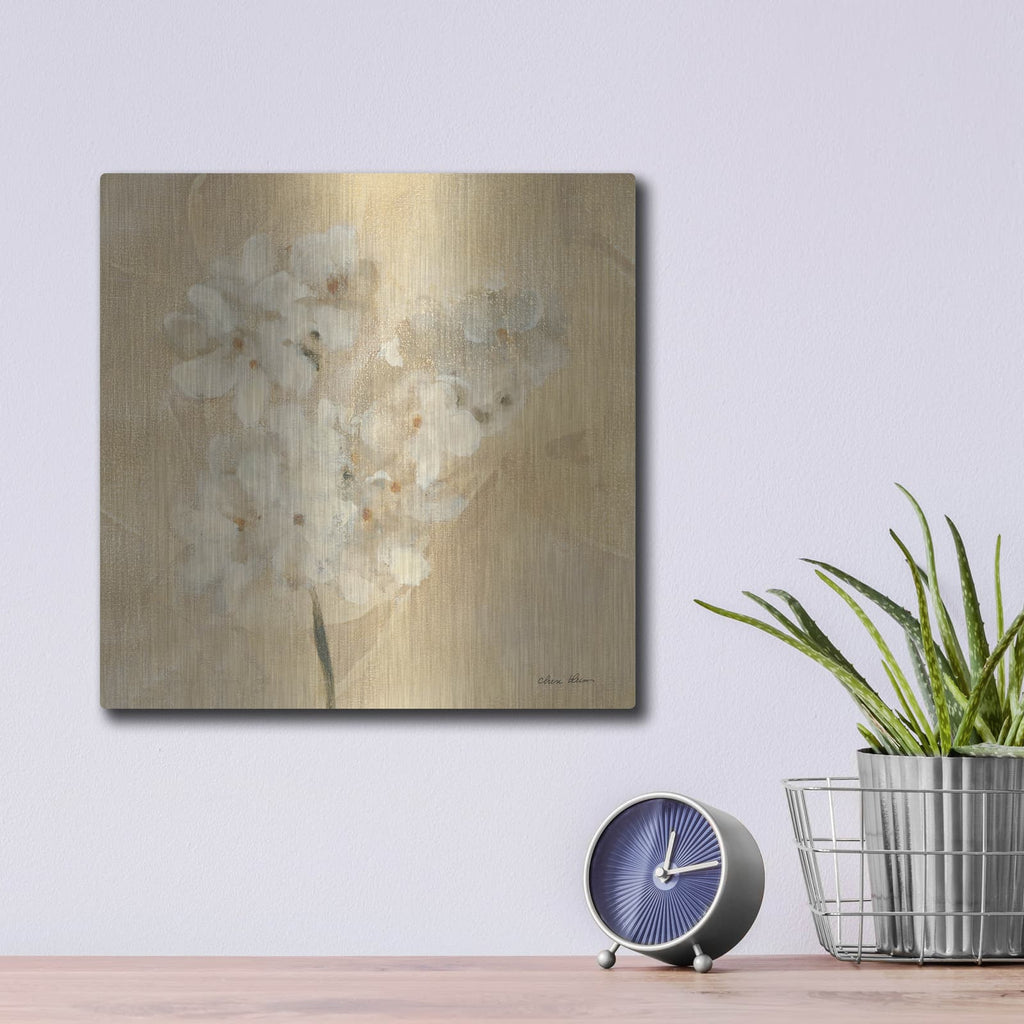 'White Narcissus Crop' by Cheri Blum – Metal Wall Art, 12x12 room view