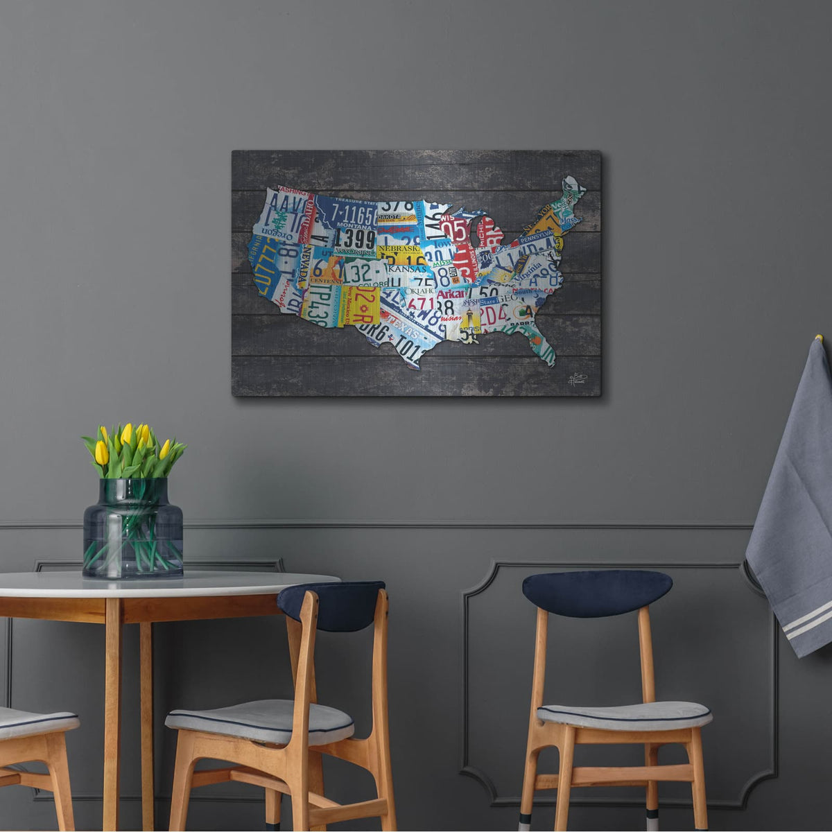 'USA License Plate Map' by Britt Hallowell – Metal Wall Art, 36x24 room view