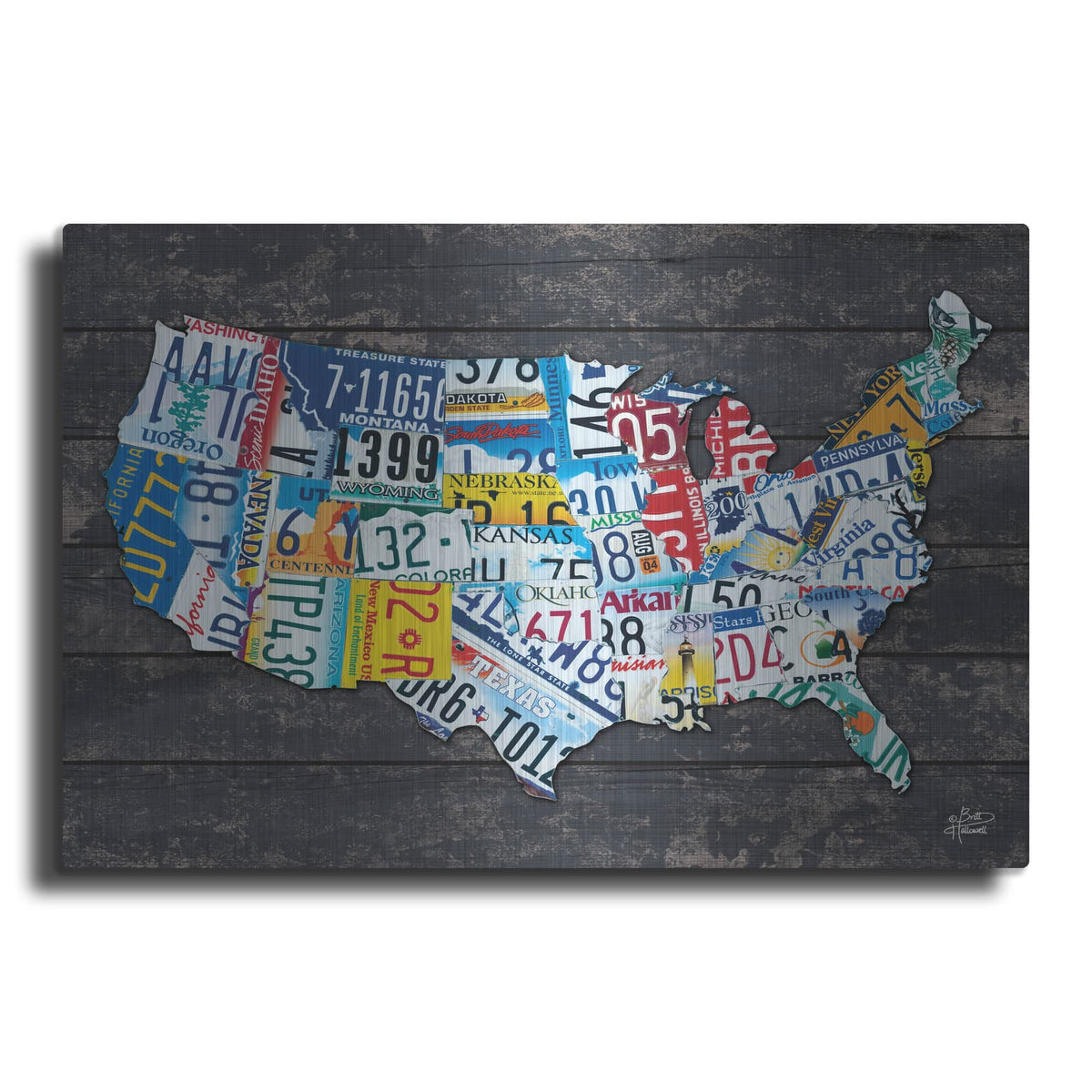'USA License Plate Map' by Britt Hallowell – Metal Wall Art