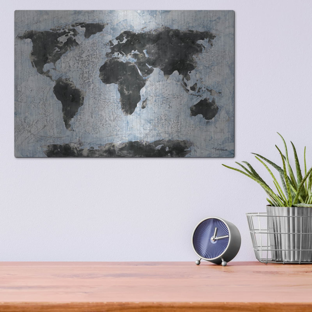 'Old World Map 2' by Britt Hallowell – Metal Wall Art, 16x12 room view