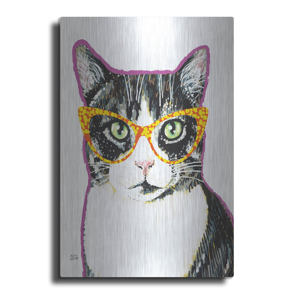 'Bespectacled Pet 3' by Melissa Averinos – Metal Wall Art