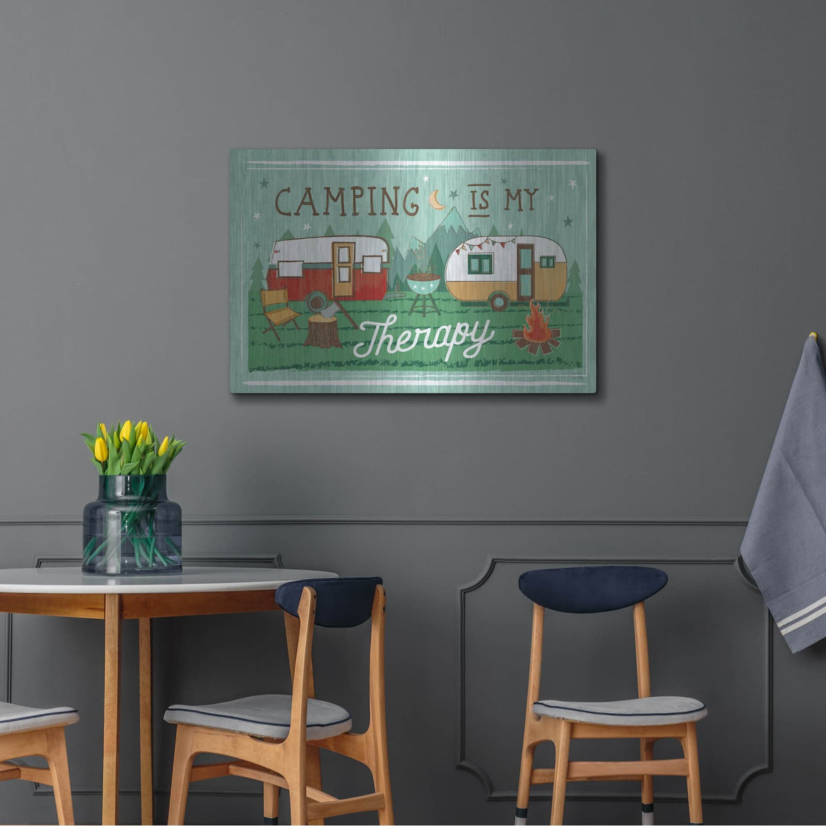 'Comfy Camping 8' by Melissa Averinos – Metal Wall Art, 36x24 room view