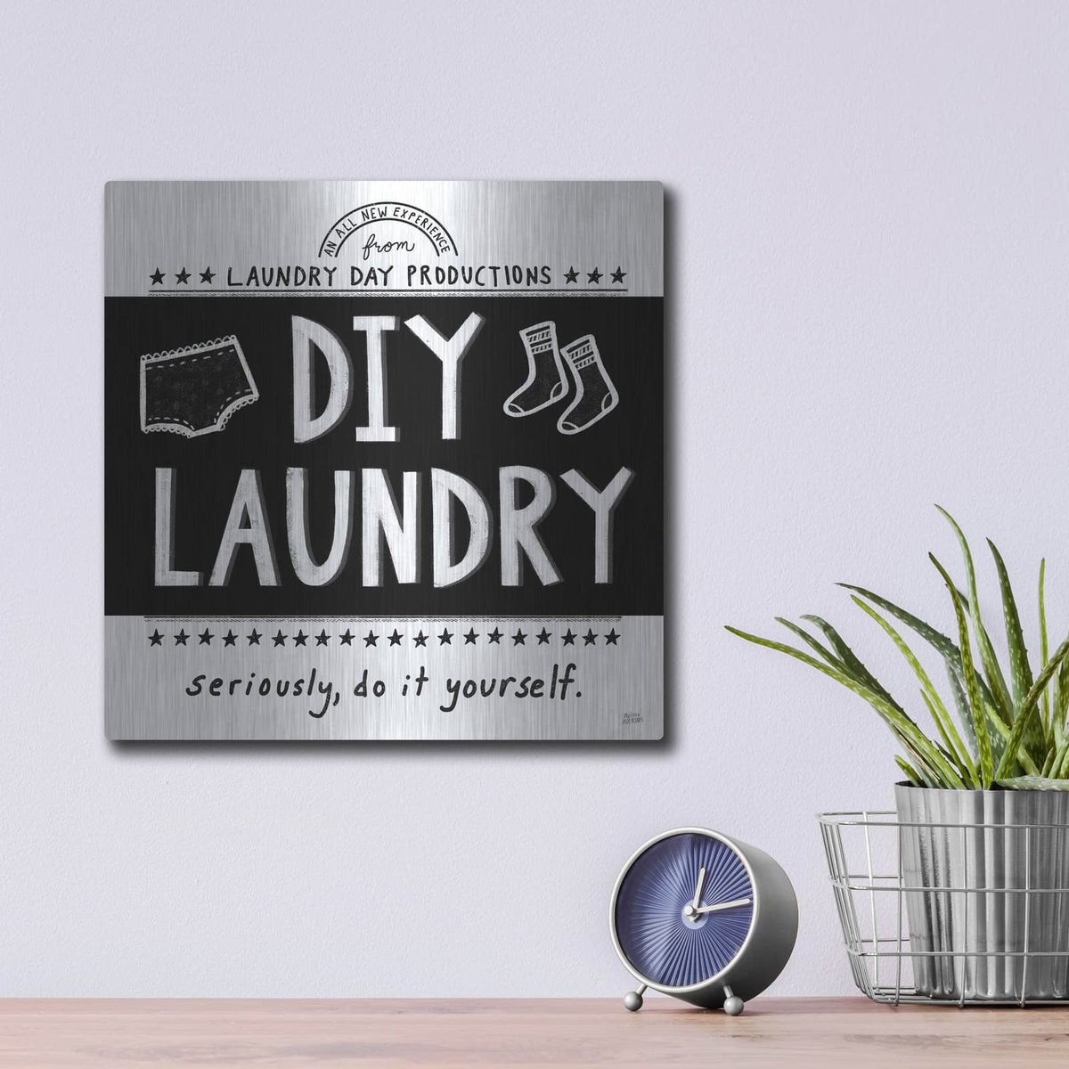 'Diy Laundry Bw' by Melissa Averinos – Metal Wall Art, 12x12 room view