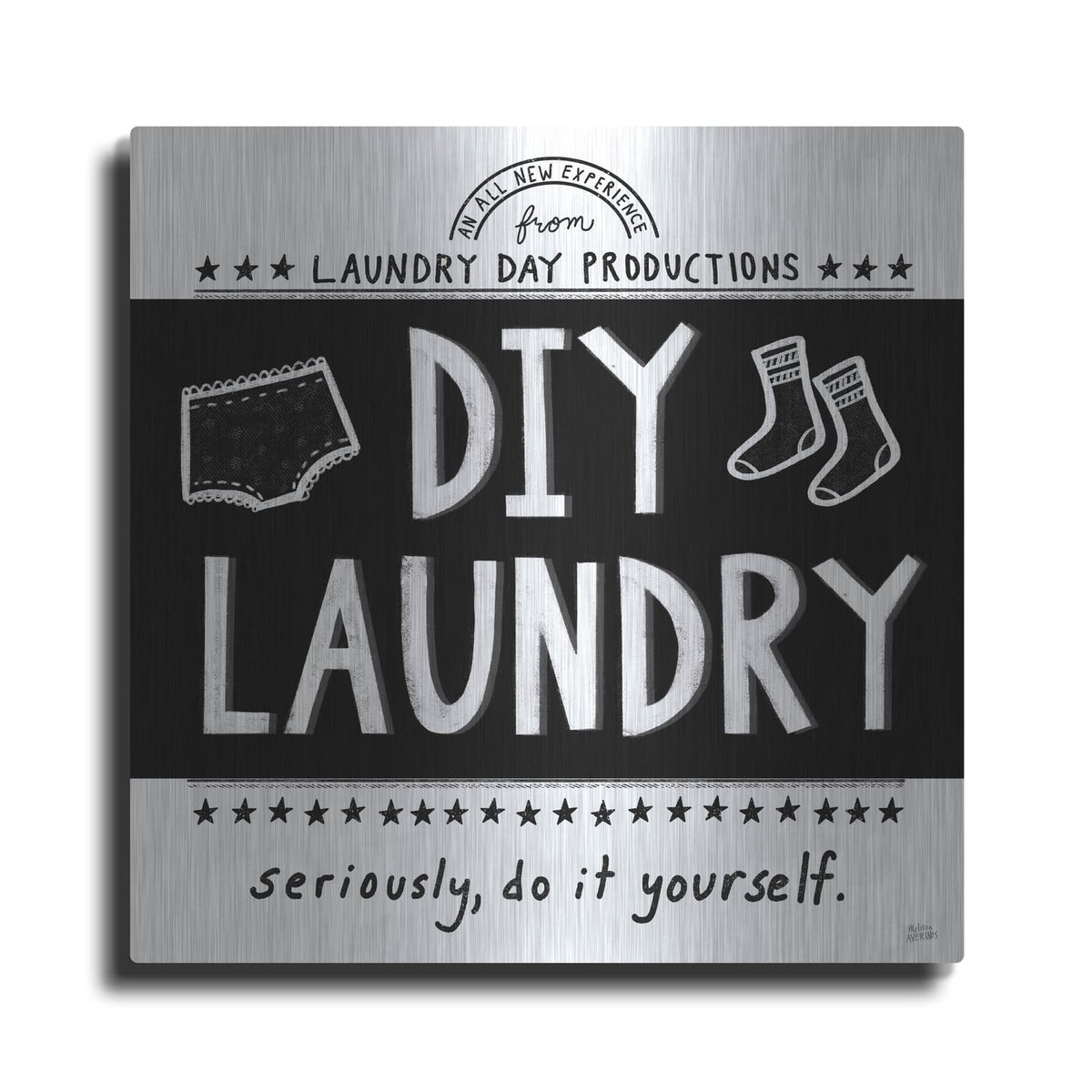 'Diy Laundry Bw' by Melissa Averinos – Metal Wall Art