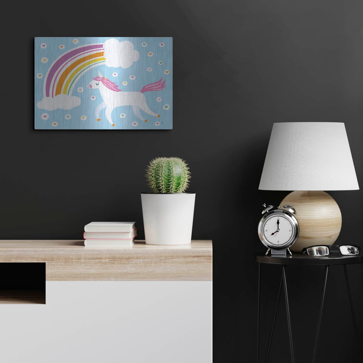 'Happy Unicorn' by Melissa Averinos – Metal Wall Art, 24x16 room view