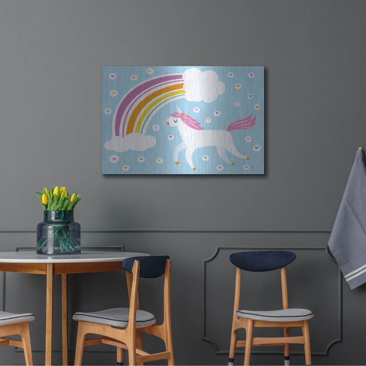 'Happy Unicorn' by Melissa Averinos – Metal Wall Art, 36x24 room view