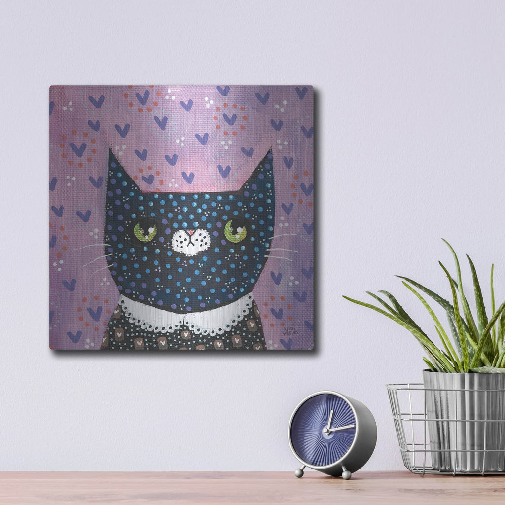 'Kooky Cat 1' by Melissa Averinos – Metal Wall Art, 12x12 room view