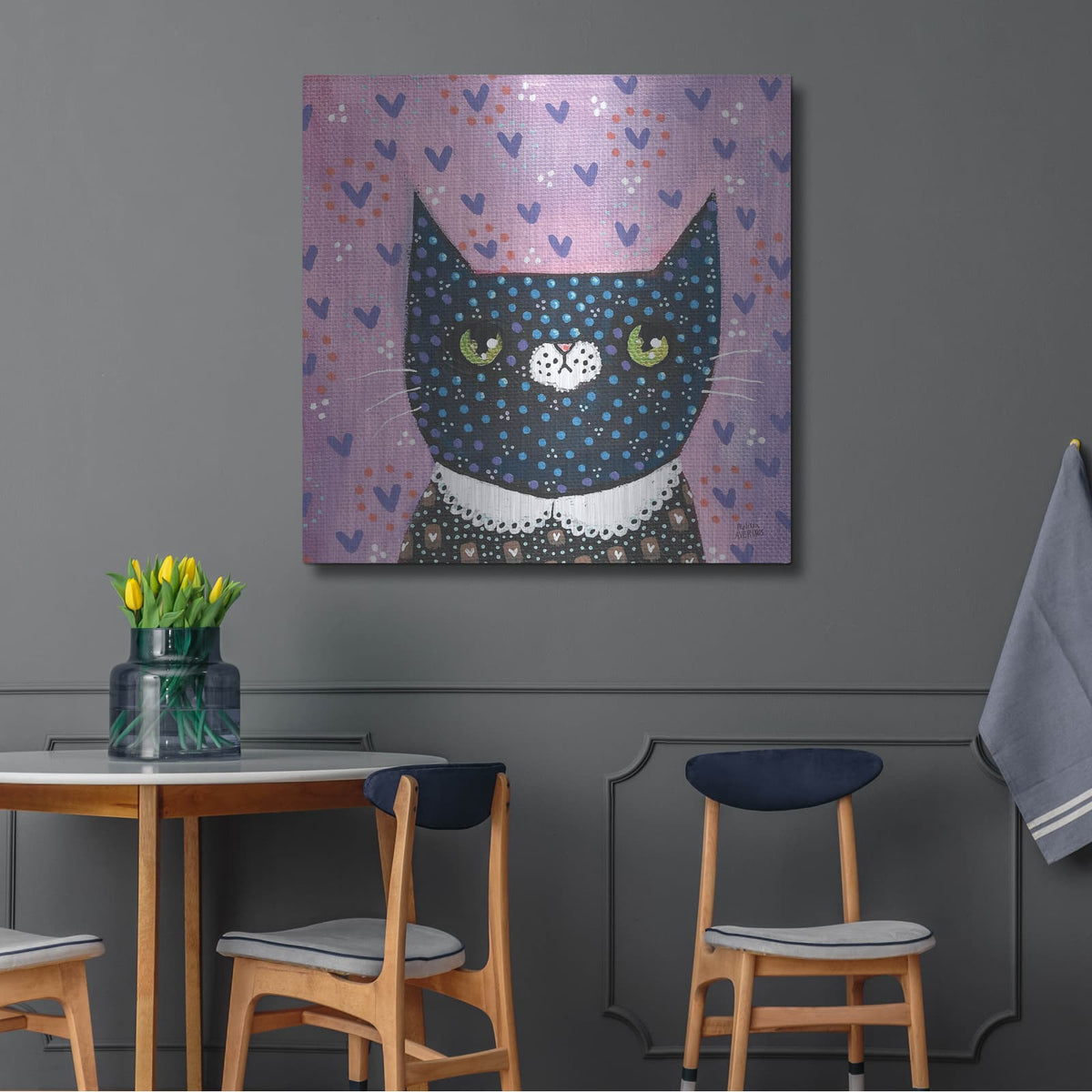 'Kooky Cat 1' by Melissa Averinos – Metal Wall Art, 36x36 room view