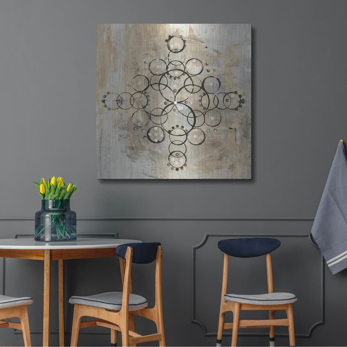'Neutral Mandala 2' by Melissa Averinos – Metal Wall Art, 36x36 room view