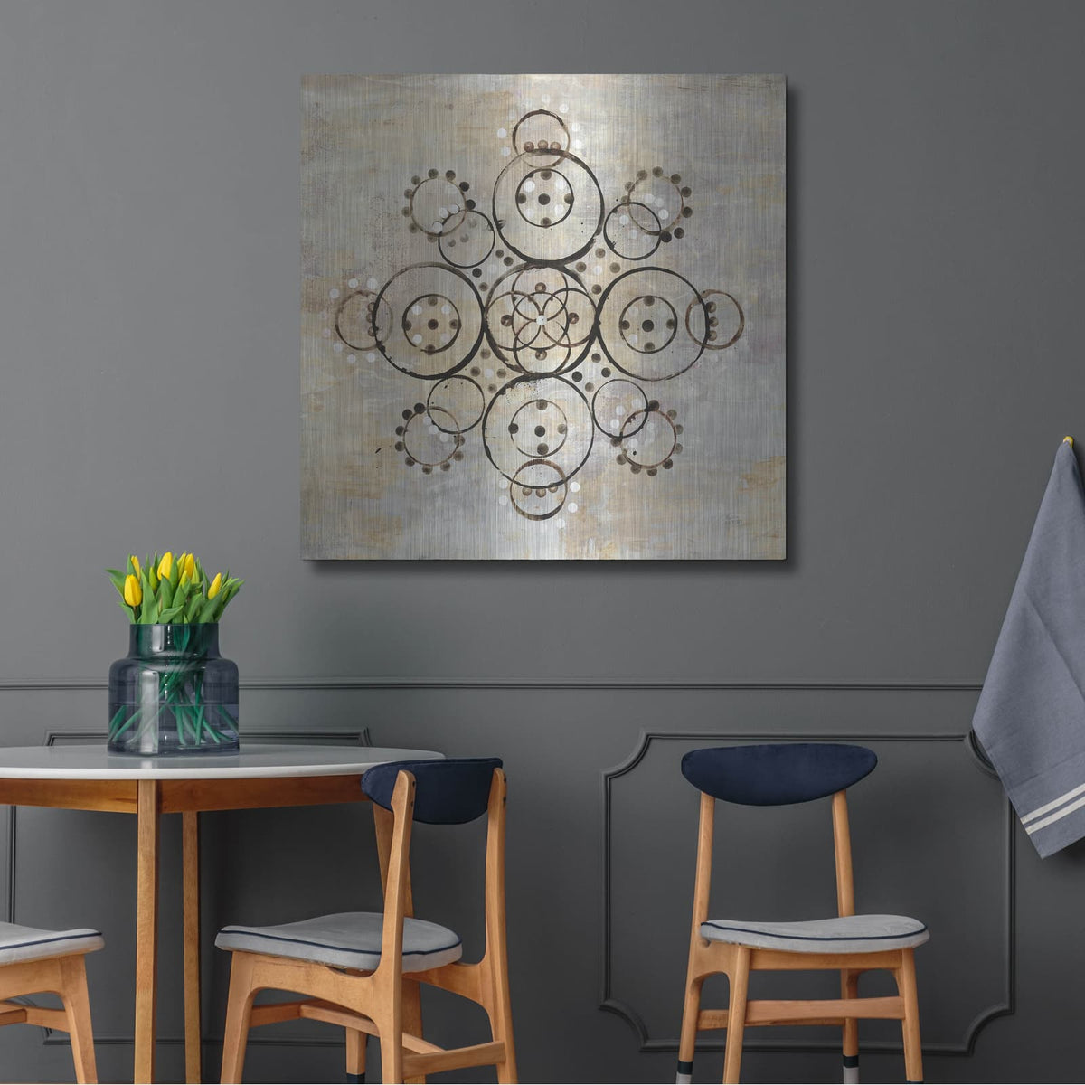 'Neutral Mandala 1' by Melissa Averinos – Metal Wall Art, 36x36 room view